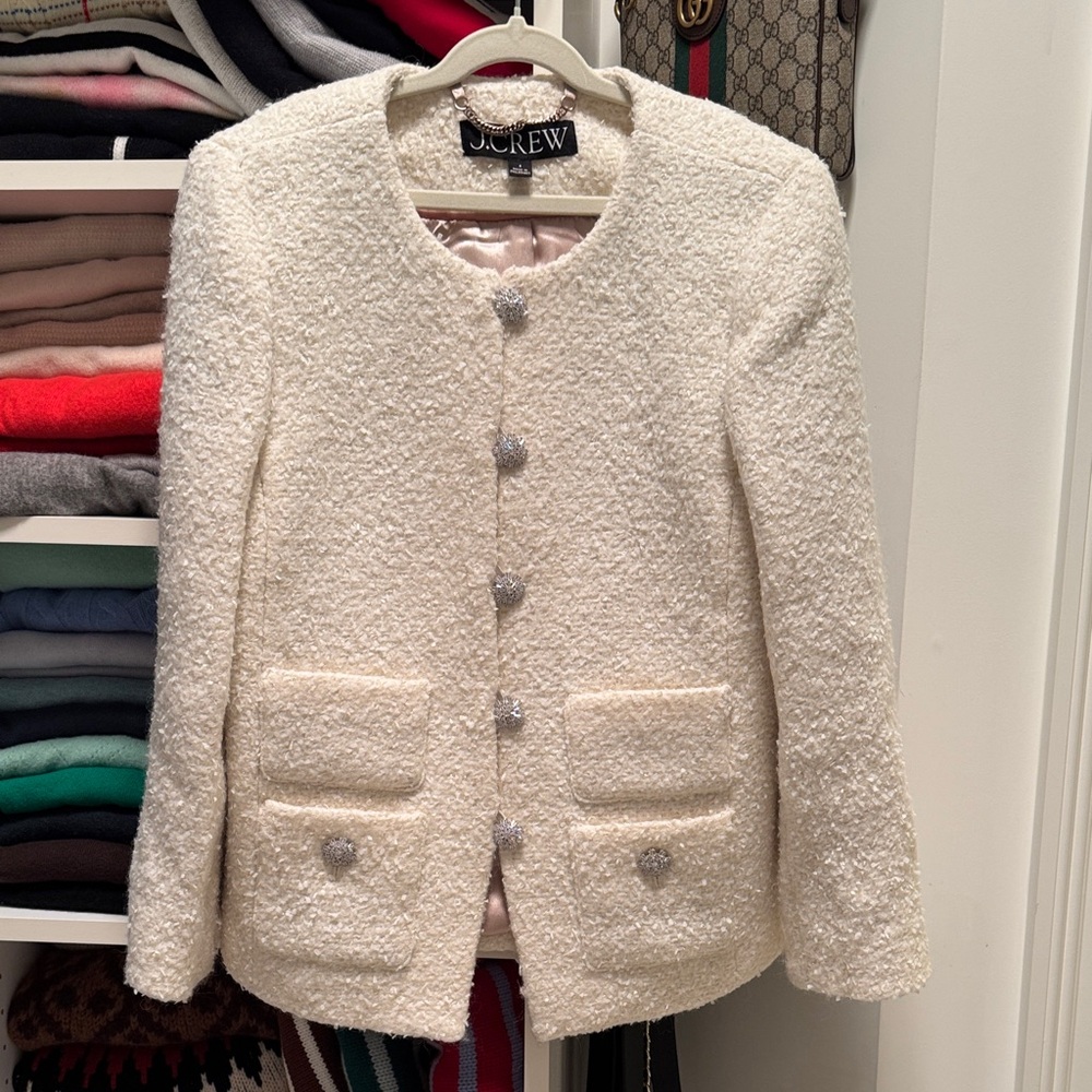 J. Crew Women's Ivory Bouclé Blazer